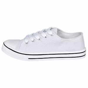 vidaXL Classic Women's Low-top Lace-up Canvas Sneaker White Size 7.5