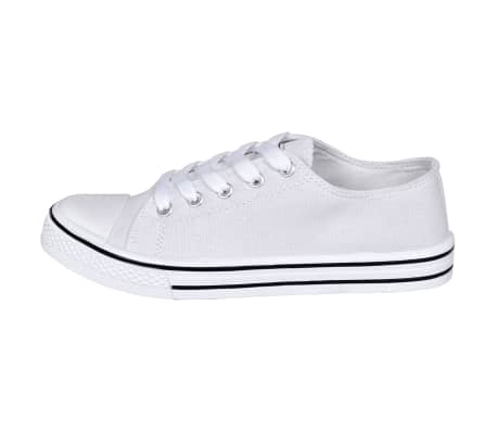 Zapatillas bajas clásicas con cordones para mujer, Talla 41, Blanco