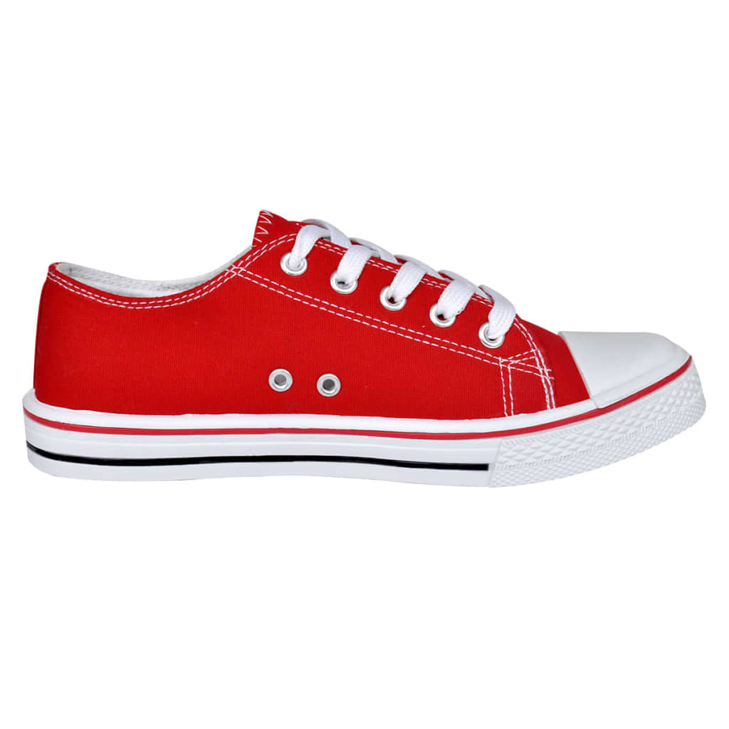 Zapatillas bajas clásicas para mujer, rojas con cordones, talla 36