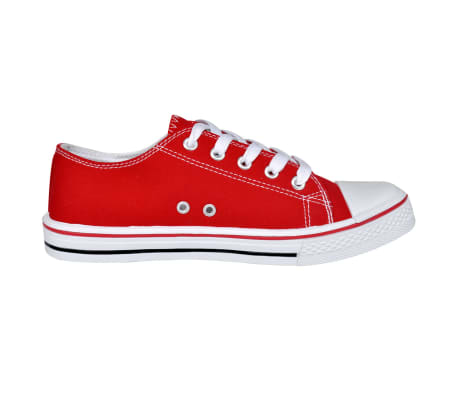 Zapatillas bajas clásicas para mujer, rojas con cordones, talla 36