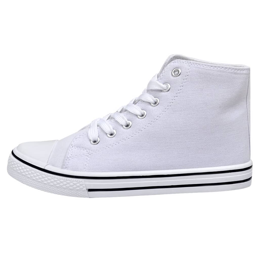 vidaXL Classic Women's High-top Lace-up Canvas Sneaker White Size 3.5