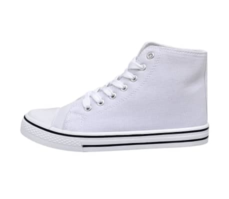 vidaXL Classic Women's High-top Lace-up Canvas Sneaker White Size 3.5
