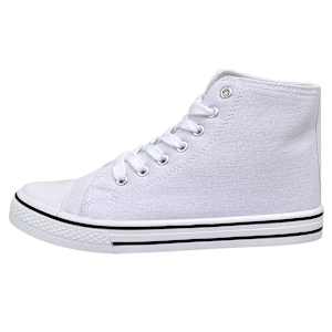 Klassischer Damen High-top Lace-up Canvas Sneaker Wei&szlig; Gr&ouml;&szlig;e 36