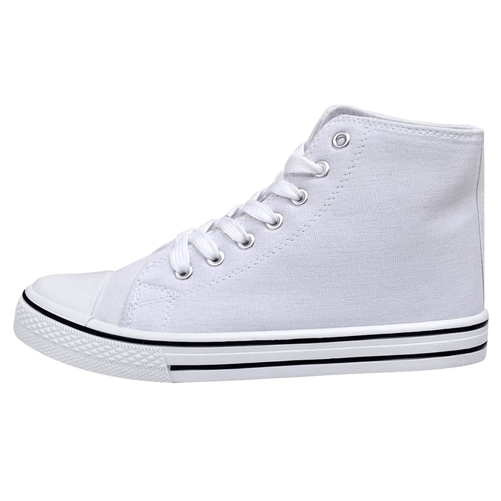 vidaXL Classic Women's High-top Lace-up Canvas Sneaker White Size 5.5