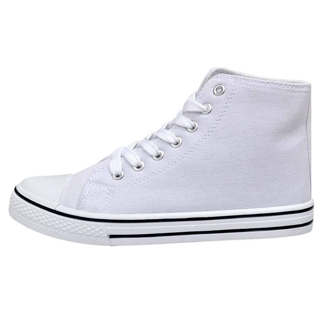 vidaXL Classic Women's High-top Lace-up Canvas Sneaker White Size 8.5