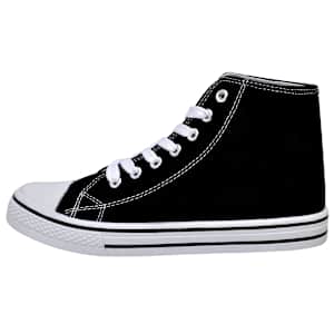 Zapatillas altas cl&aacute;sicas para mujer, negras con cordones, talla 38