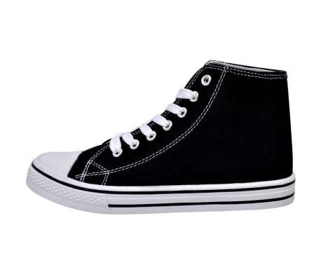 vidaXL Classic Women's High-top Lace-up Canvas Sneaker Black Size 8.5