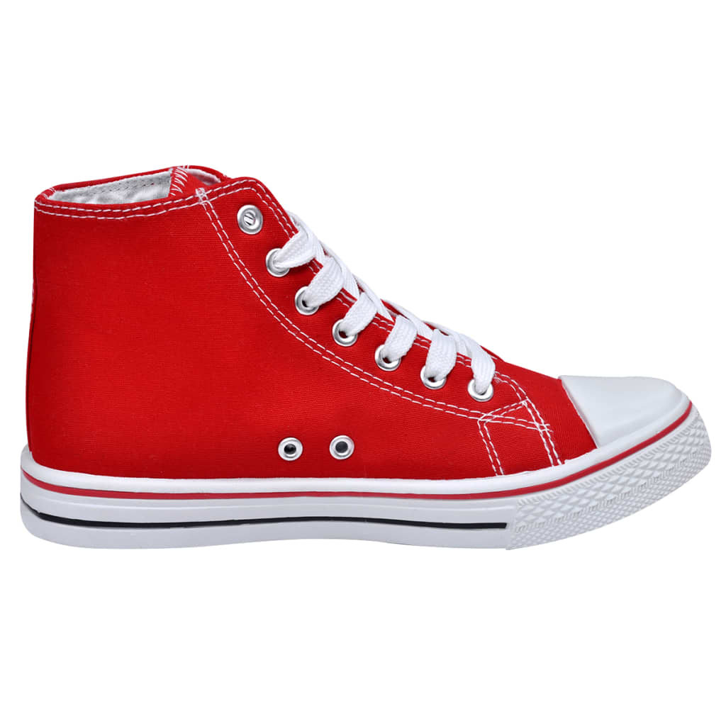 Zapatillas altas clásicas para mujer, rojas con cordones, talla 37