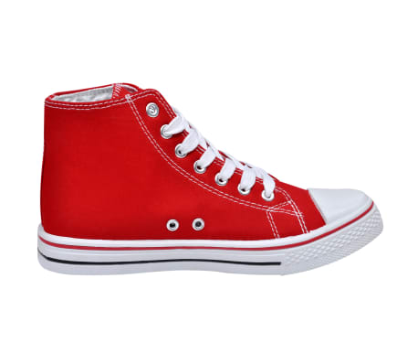 Zapatillas altas clásicas para mujer, rojas con cordones, talla 37