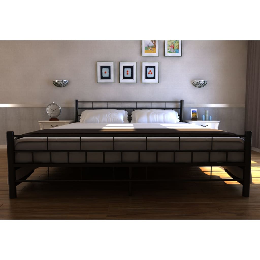 

vidaXL Bed met traagschuim matras metaal zwart 140x200 cm