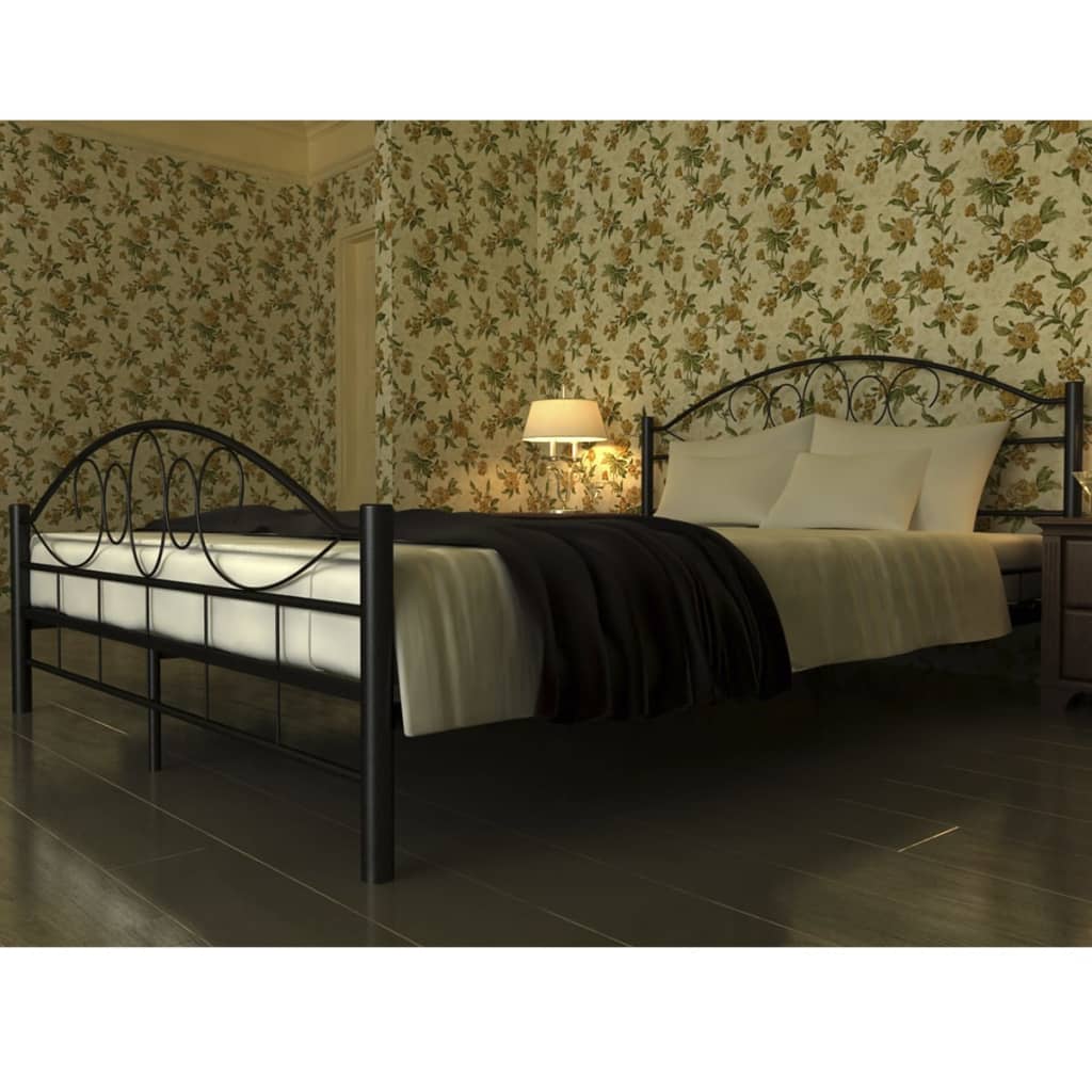 Bett mit Memory-Schaum-Matratze Schwarz Metall 140×200 cm kaufen