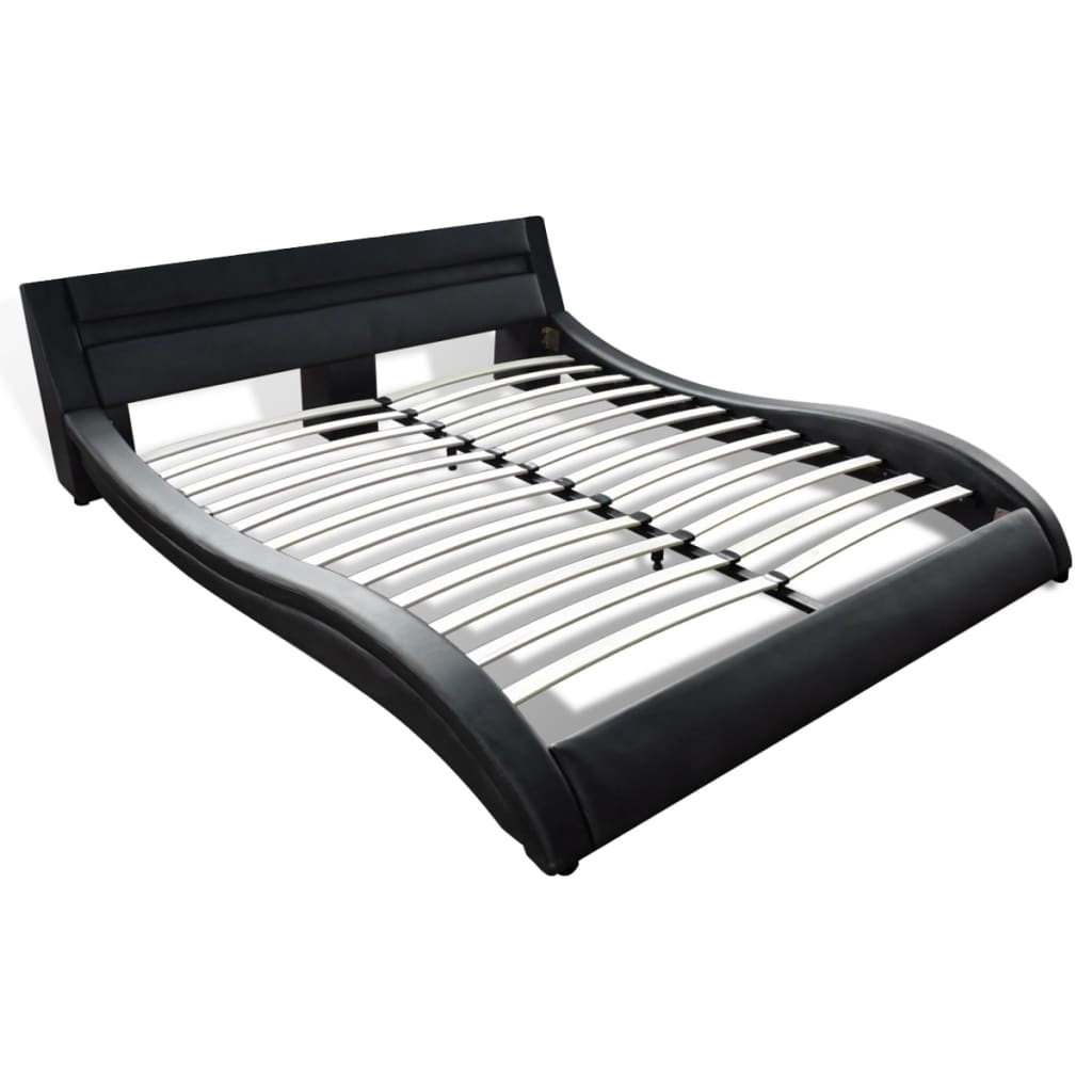 

vidaXL Bed met traagschuim matras LED kunstleer zwart 140x200 cm