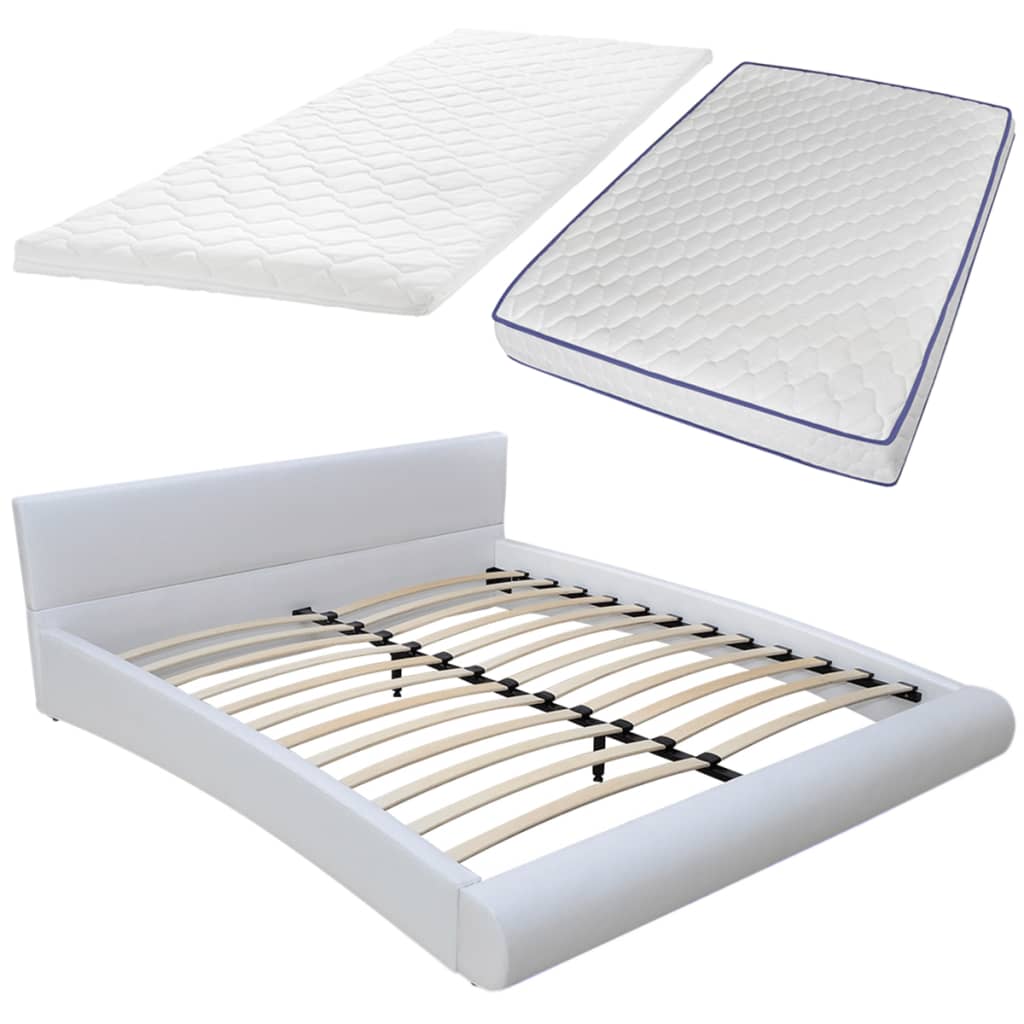 Bett mit Memory-Schaum-Matratze Weiß Kunstleder 180×200 cm kaufen 2