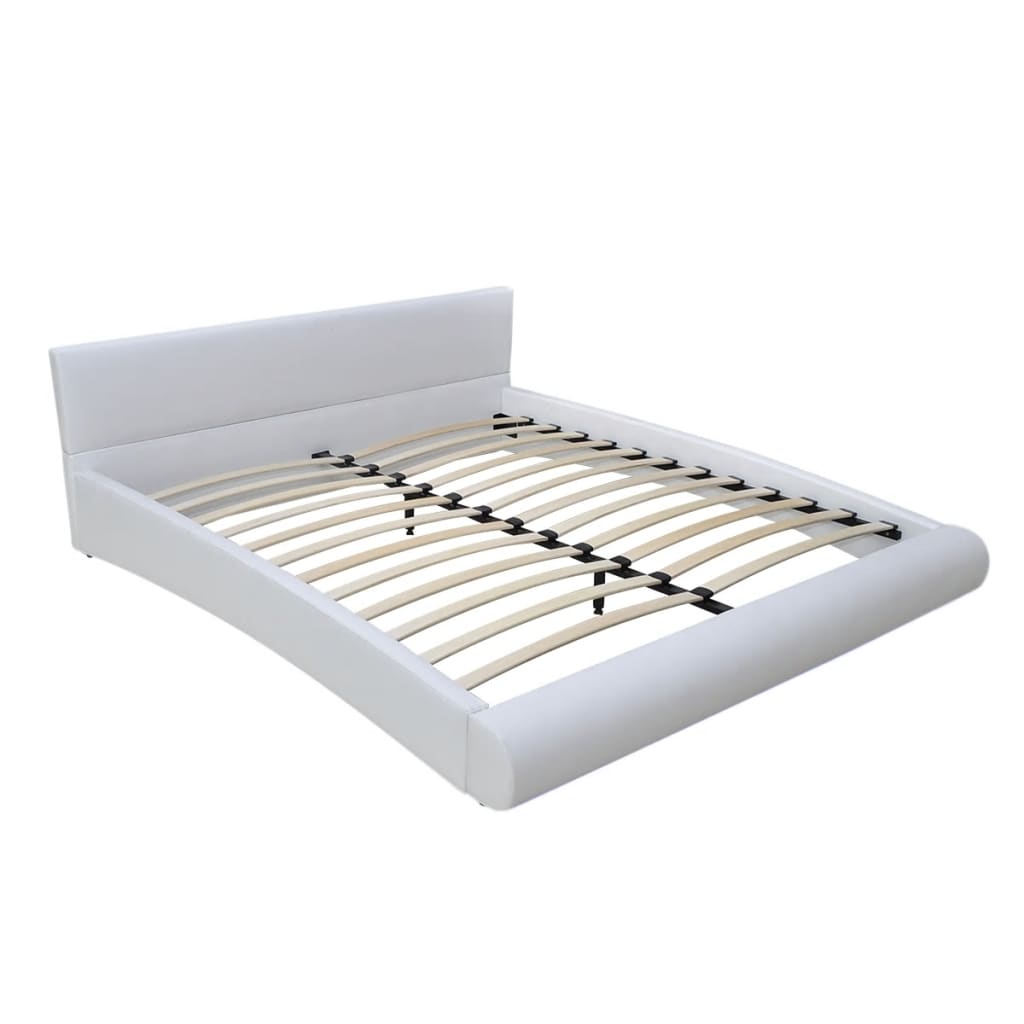Bett mit Memory-Schaum-Matratze Weiß Kunstleder 180×200 cm kaufen 5