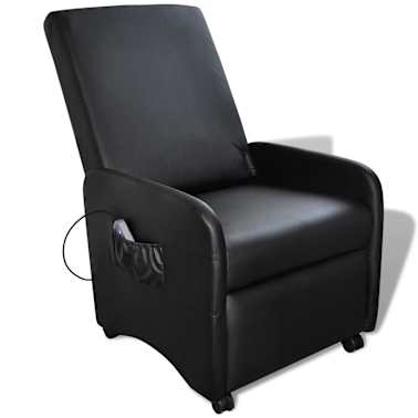 vidaXL Cadeira de massagem elétrica reclinável couro artificial preto[1/8]