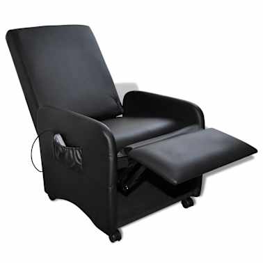 vidaXL Cadeira de massagem elétrica reclinável couro artificial preto[3/8]