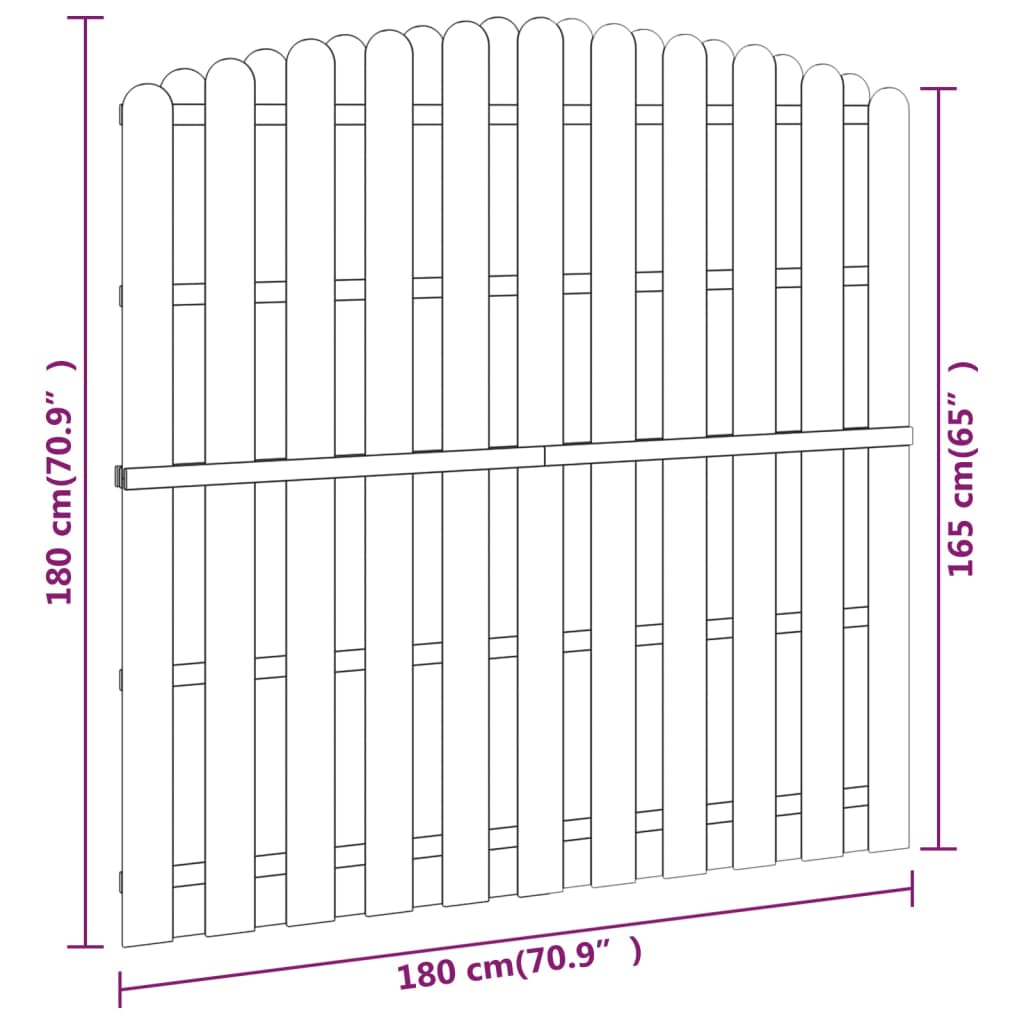Fenyőfa hit & miss stílusú kerítéspanel 180 x (165-180) cm 