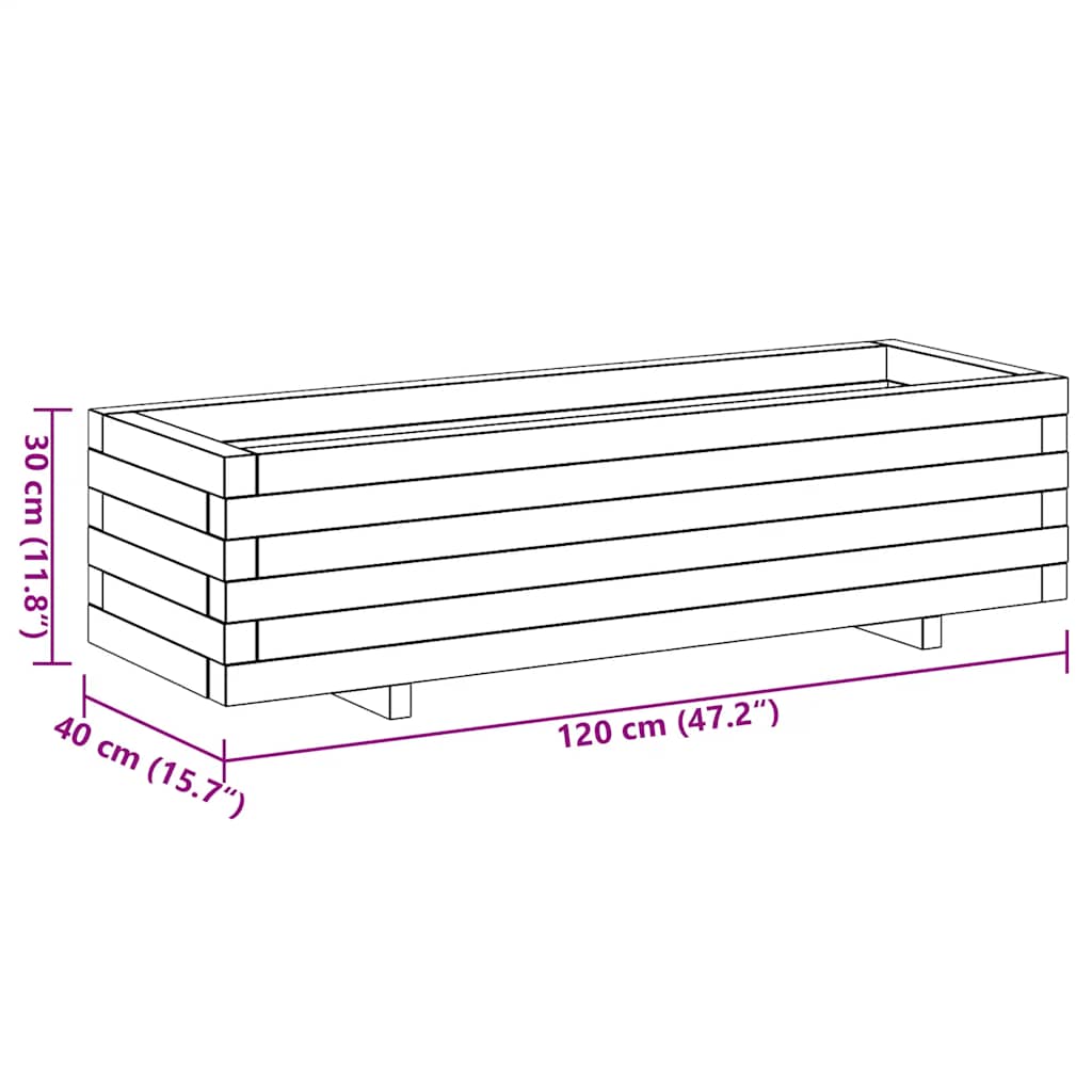 Plantenbak verhoogd rechthoekig 120x40x30 cm hout image 10