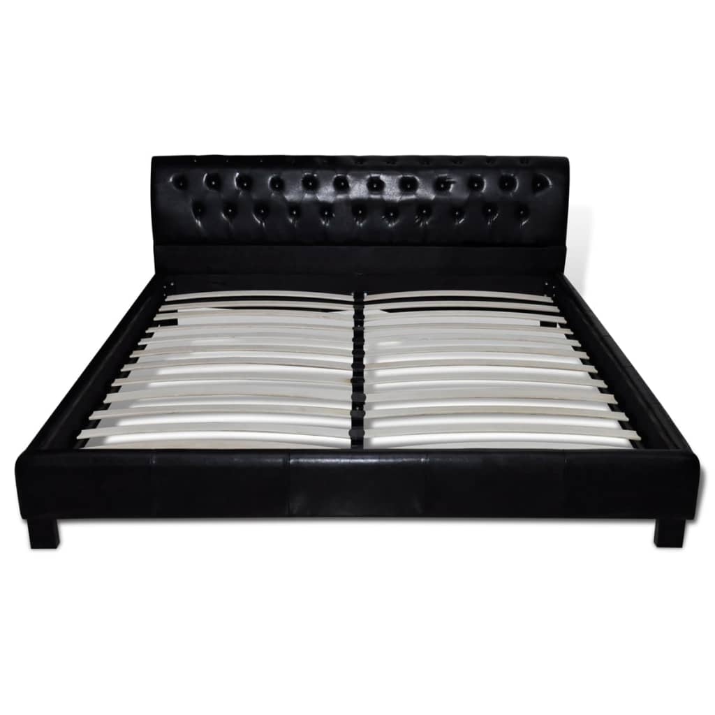 

vidaXL Bed met traagschuim matras kunstleer zwart 180x200 cm