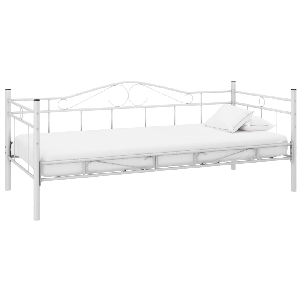 

vidaXL Bedbank met traagschuim matras metaal wit 90x200 cm