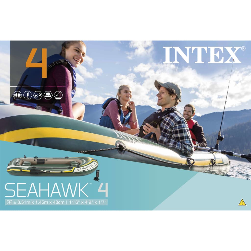 Intex Seahawk 4 Schlauchboot-Set mit Rudern und Pumpe 68351NP