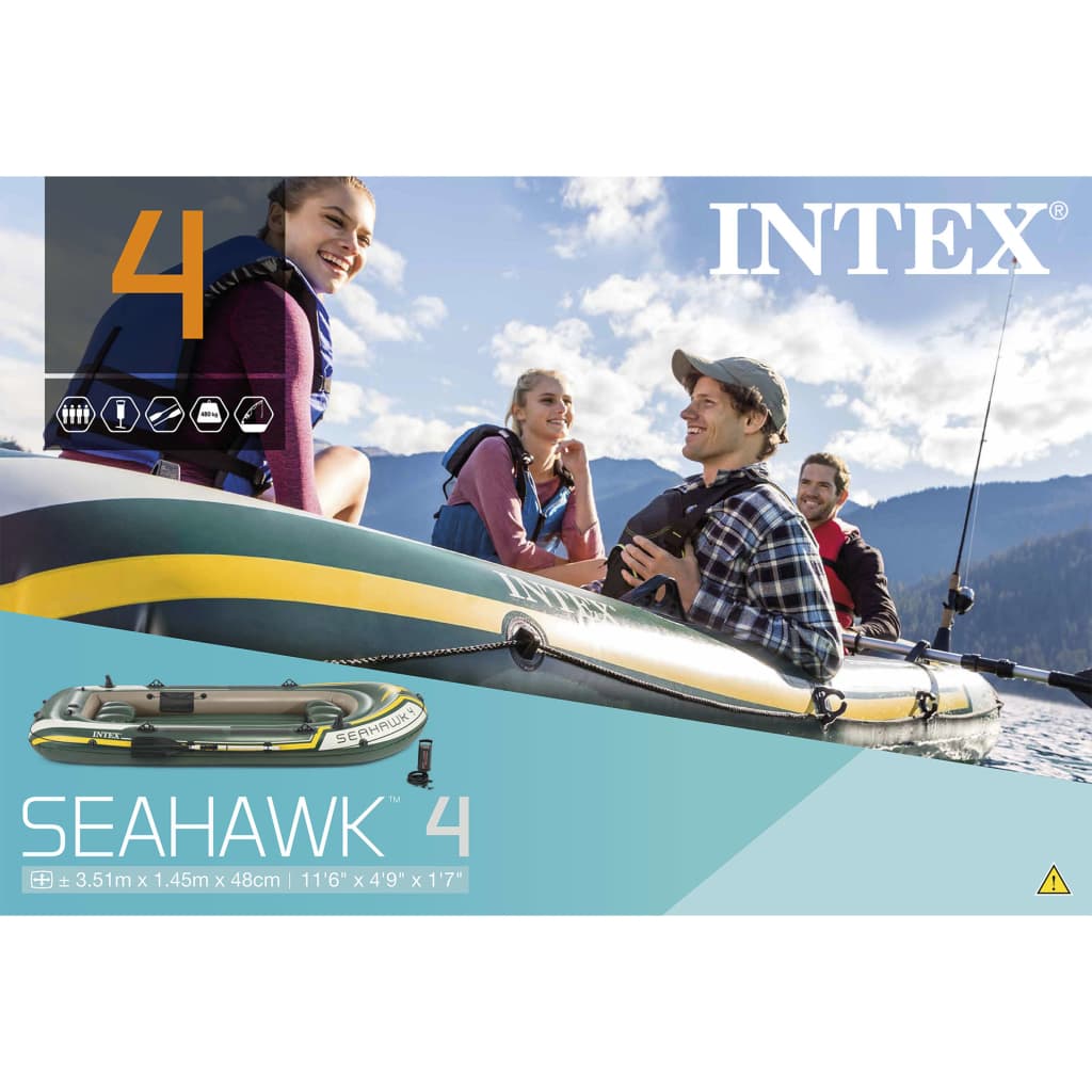 

INTEX Seahawk 4 Opblaasboot met roeispanen en pomp 68351NP