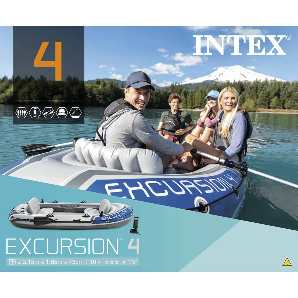 VidaXL - Intex Excursion 4 opblaasboot met peddels en pomp 68324NP