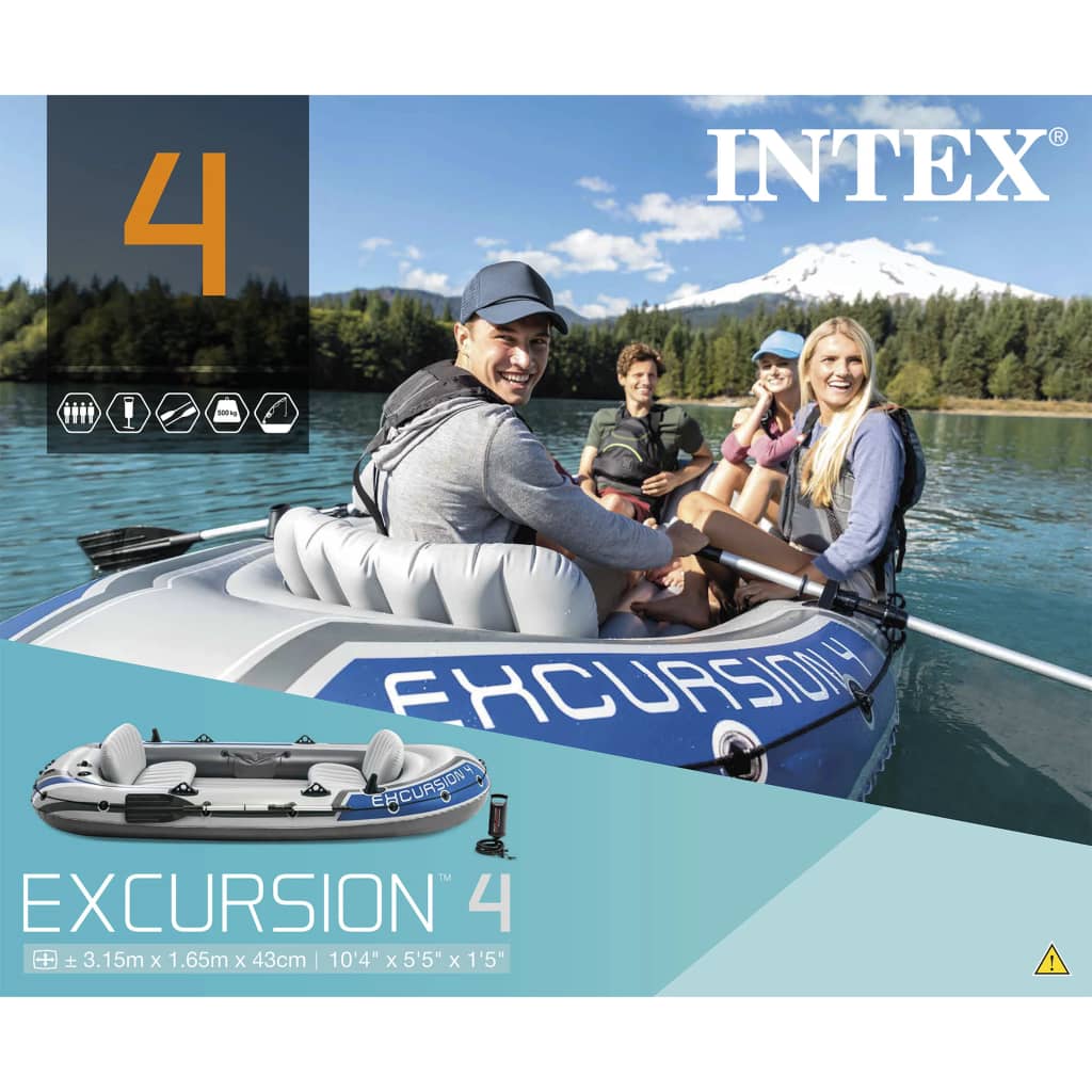 

INTEX Excursion 4 Opblaasboot met roeispanen en pomp 68324NP