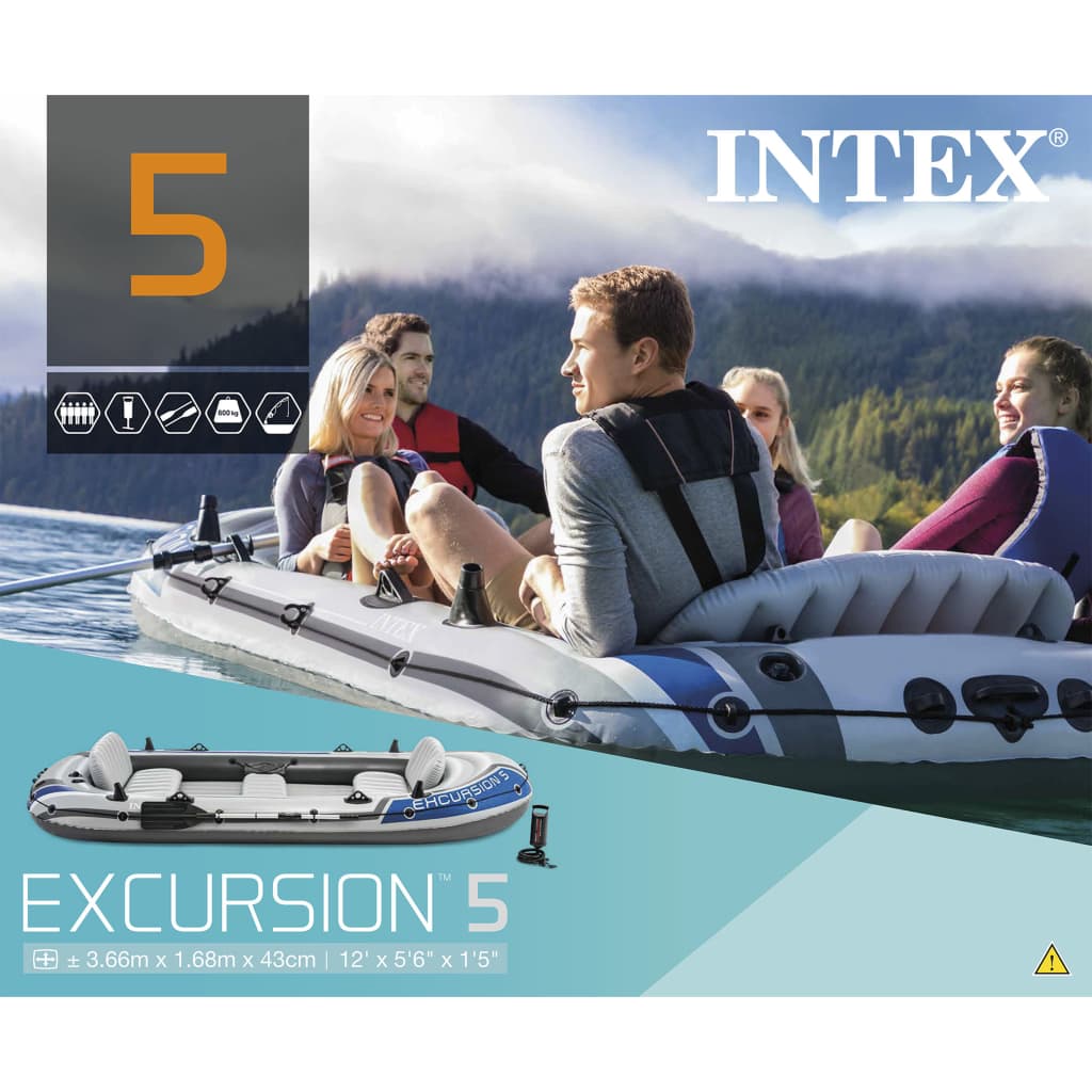 

INTEX Excursion 5 Opblaasboot met roeispanen en pomp 68325NP