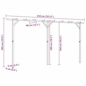 Zahradní pergola 410 x 40 x 203 cm dřevo - obrázek 10