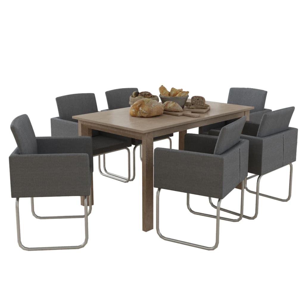 

vidaXL Eetkamerstoelen 6 st stof donkergrijs