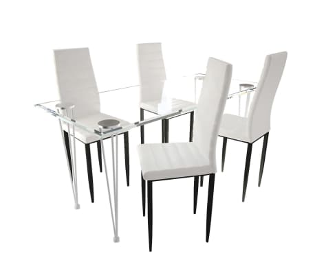 Shop hvid spisestue sæt med 4 pcs stole med 1 glass bord (241499 ... 70 køkken
