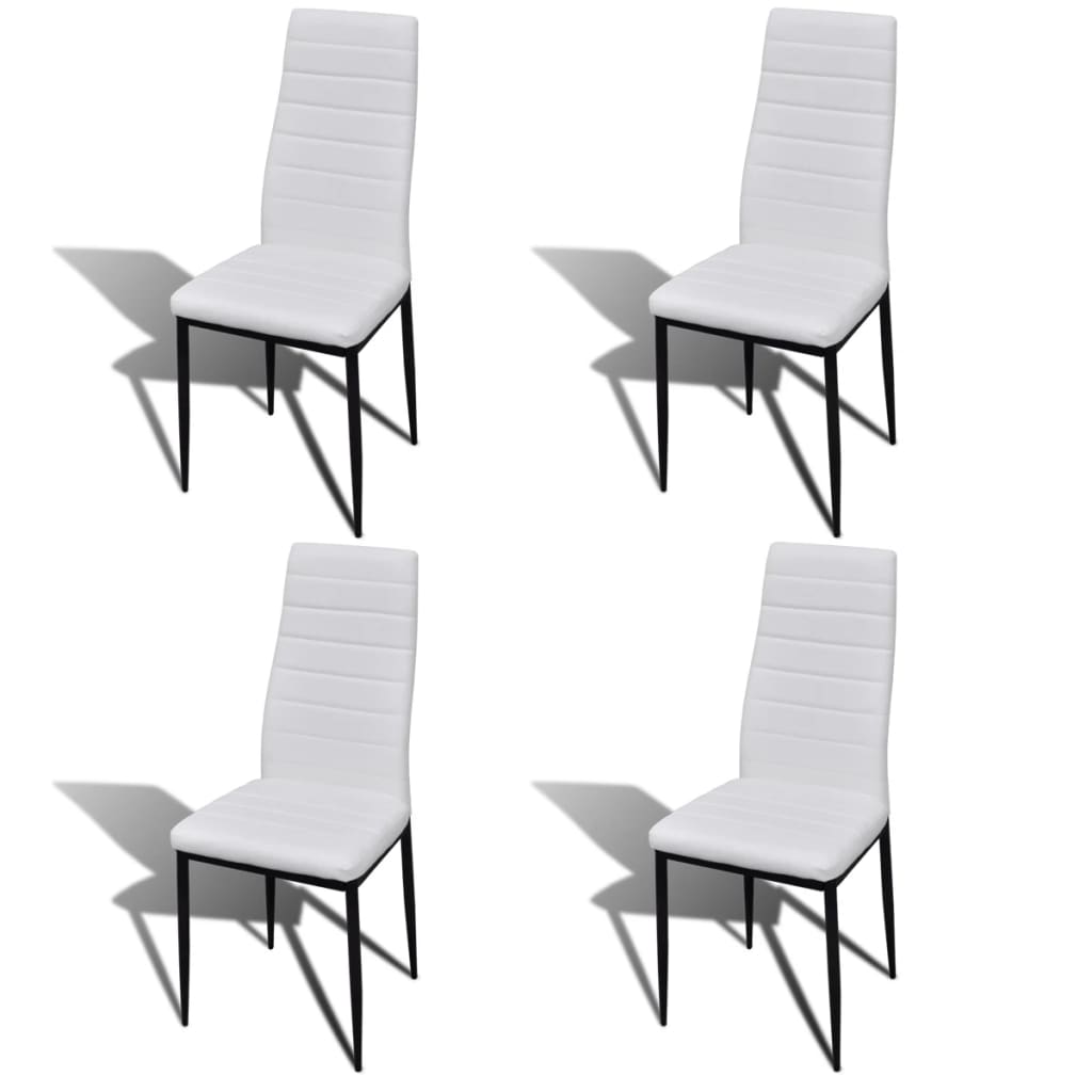VidaXL - vidaXL Eetkamerset 4 witte slim line stoelen en 1 glazen tafel