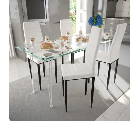 Shop hvid spisestue sæt med 4 pcs stole med 1 glass bord (241499 ... 70 køkken