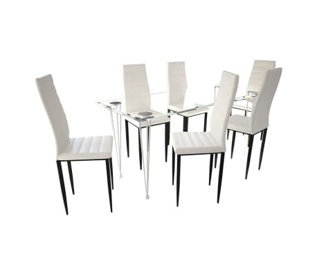 Shop hvid spisestue sæt med 6 pcs stole med 1 glass bord (271478 ... 70 køkken