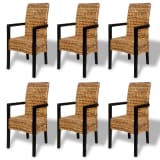 6 pcs Handwoven Abaca Dining Chair Set with Armrest