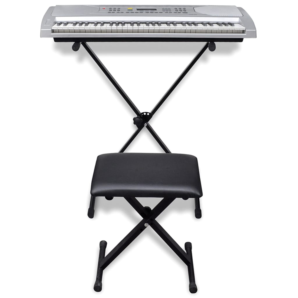 vidaXL Keyboard met 61 toetsen + verstelbare standaard en een stoel
