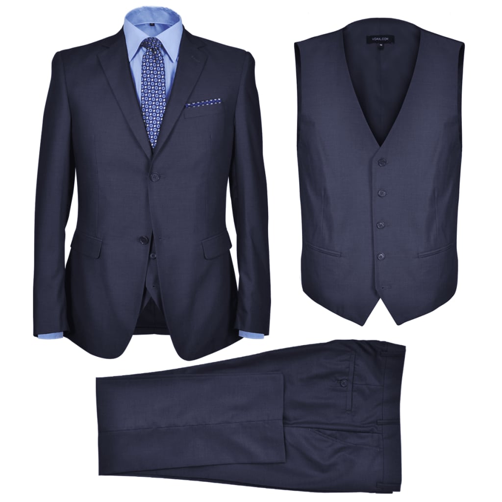 vidaXL Dreiteiliger Herren-Business-Anzug Größe 54 Marineblau