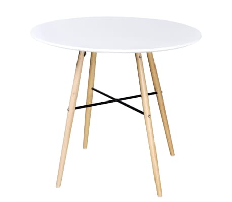 Set de bucătărie alb: masă rotundă cu 2 scaune fără brațe