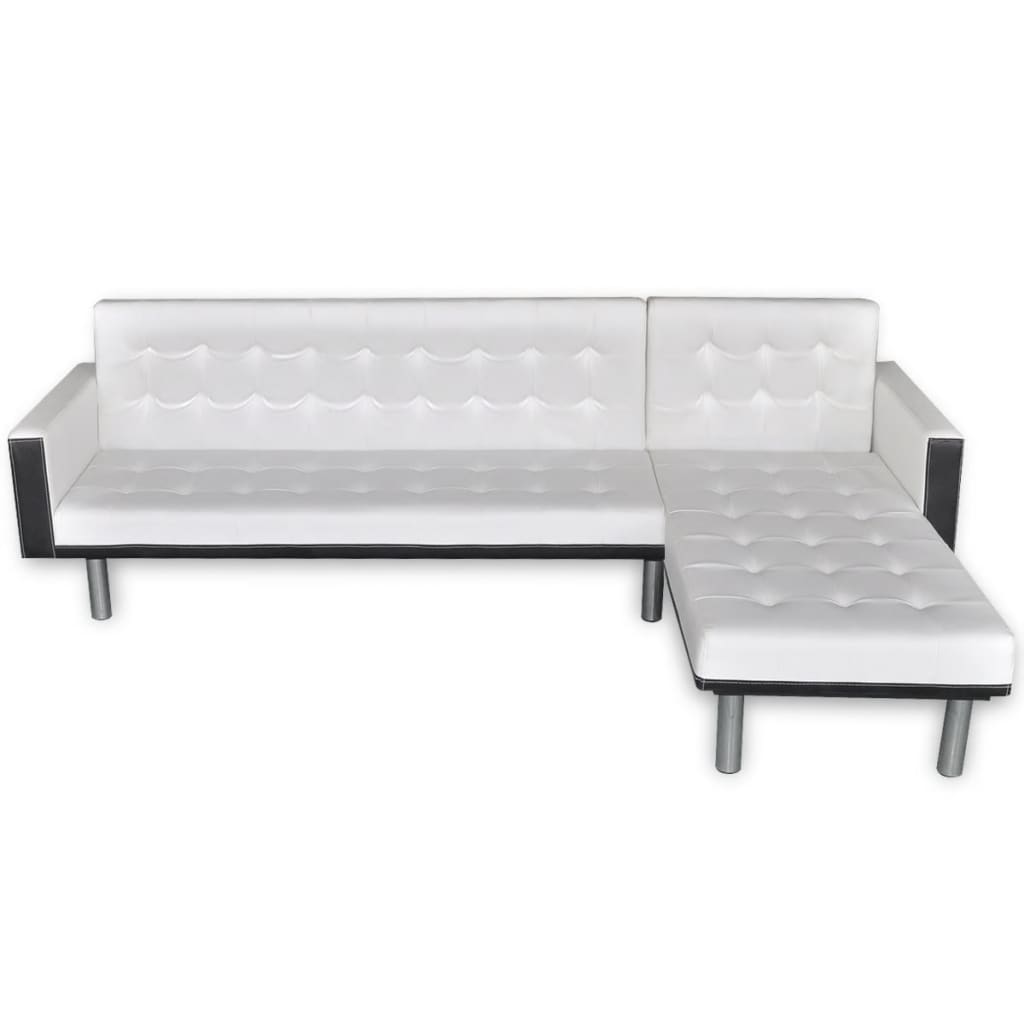 vidaXL Sofa Bed L-shaped Artificial Leather Adjustable White