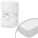 2stk Hvit stretchlaken 180x200-200x220cm bomulljersey