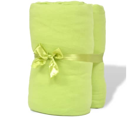2 draps-housses vert pomme en jersey de coton 140 x 200 - 160 x 200 cm
