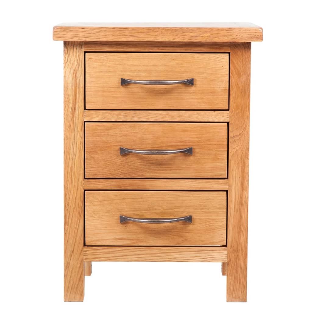 vidaXL Nachtkastje met 3 lades 40x30x54 cm massief eikenhout