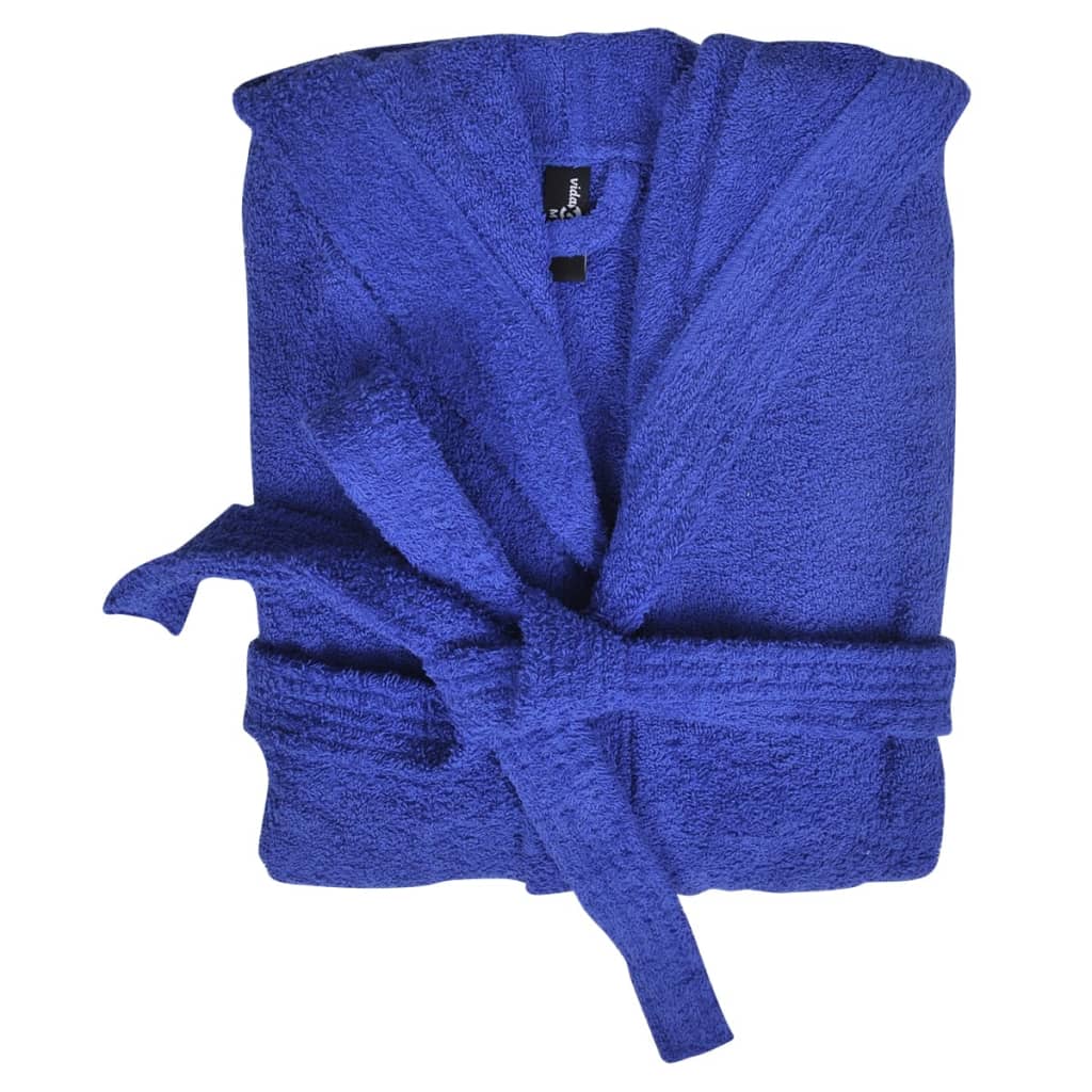 500 g/m² Unisex Frottee-Bademantel 100% Baumwolle Blau M