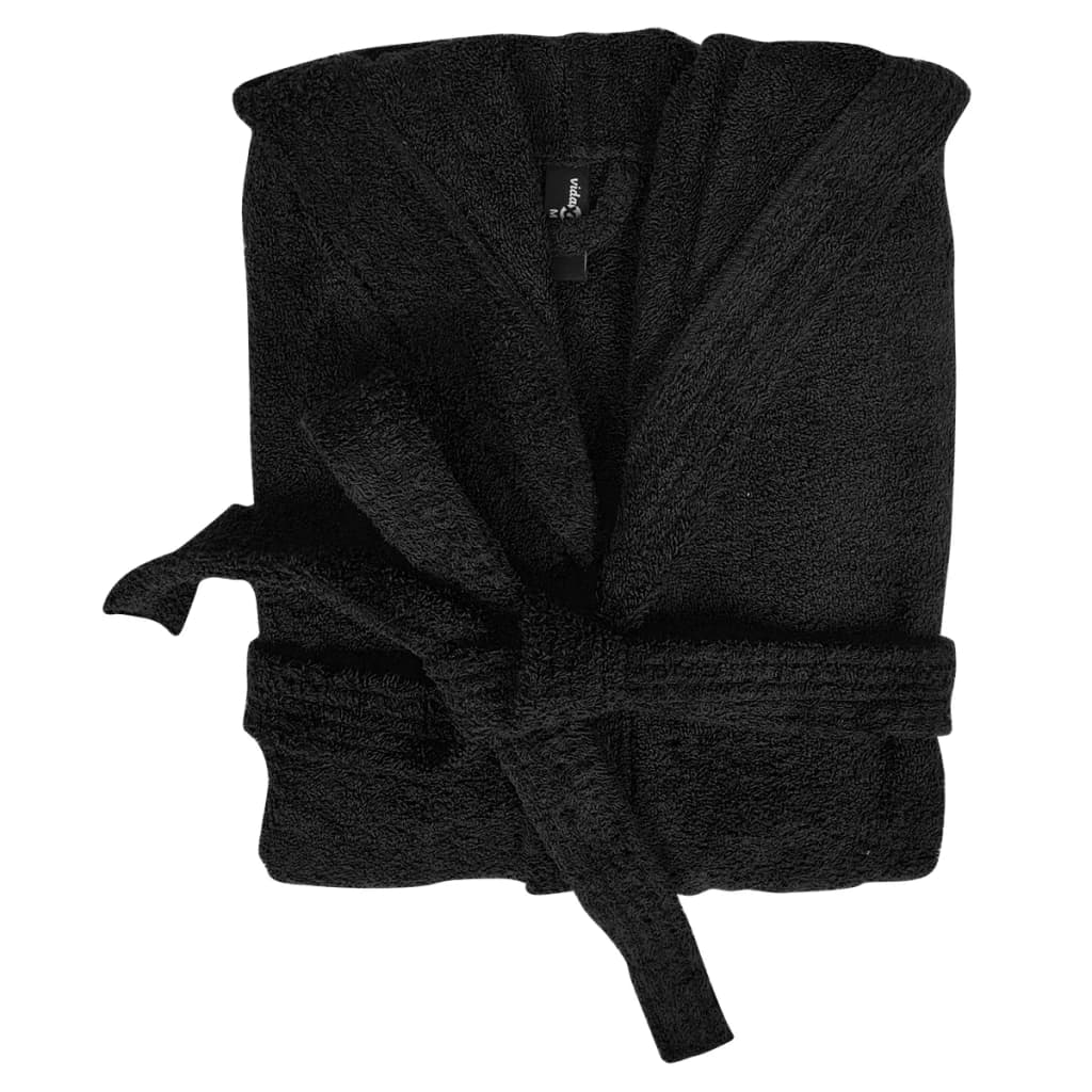 vidaXL 500 g/m² Unisex Terry Bathrobe 100% Cotton Black L