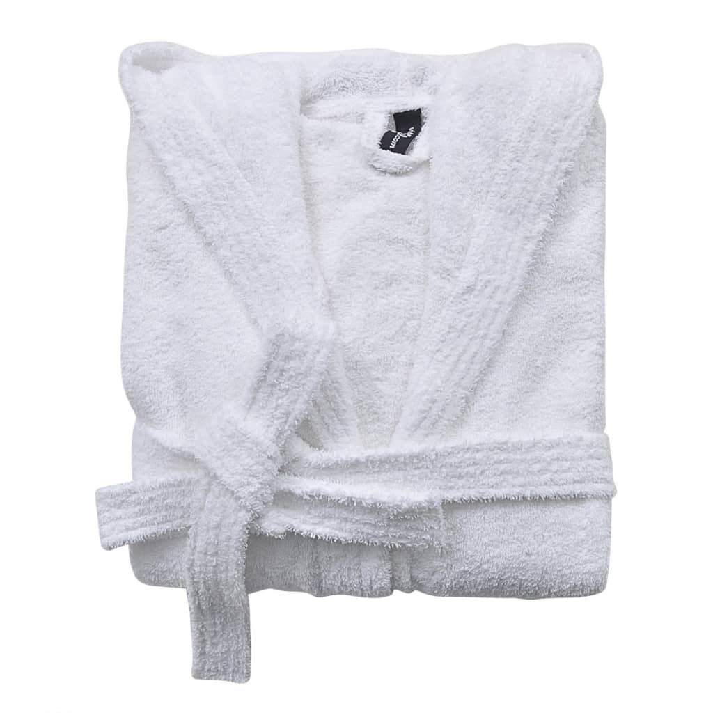 500 g/m² Unisex Frottee-Bademantel 100% Baumwolle Weiß XL