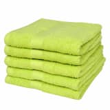 vidaXL Rankšluosčių rinkinys, 5vnt., medvil., 500g/m, 50x100cm, žali