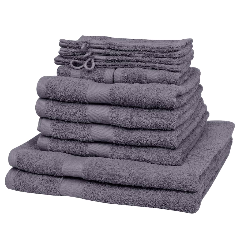 vidaXL Juego de toallas 12 piezas algodón 500 gsm antracita