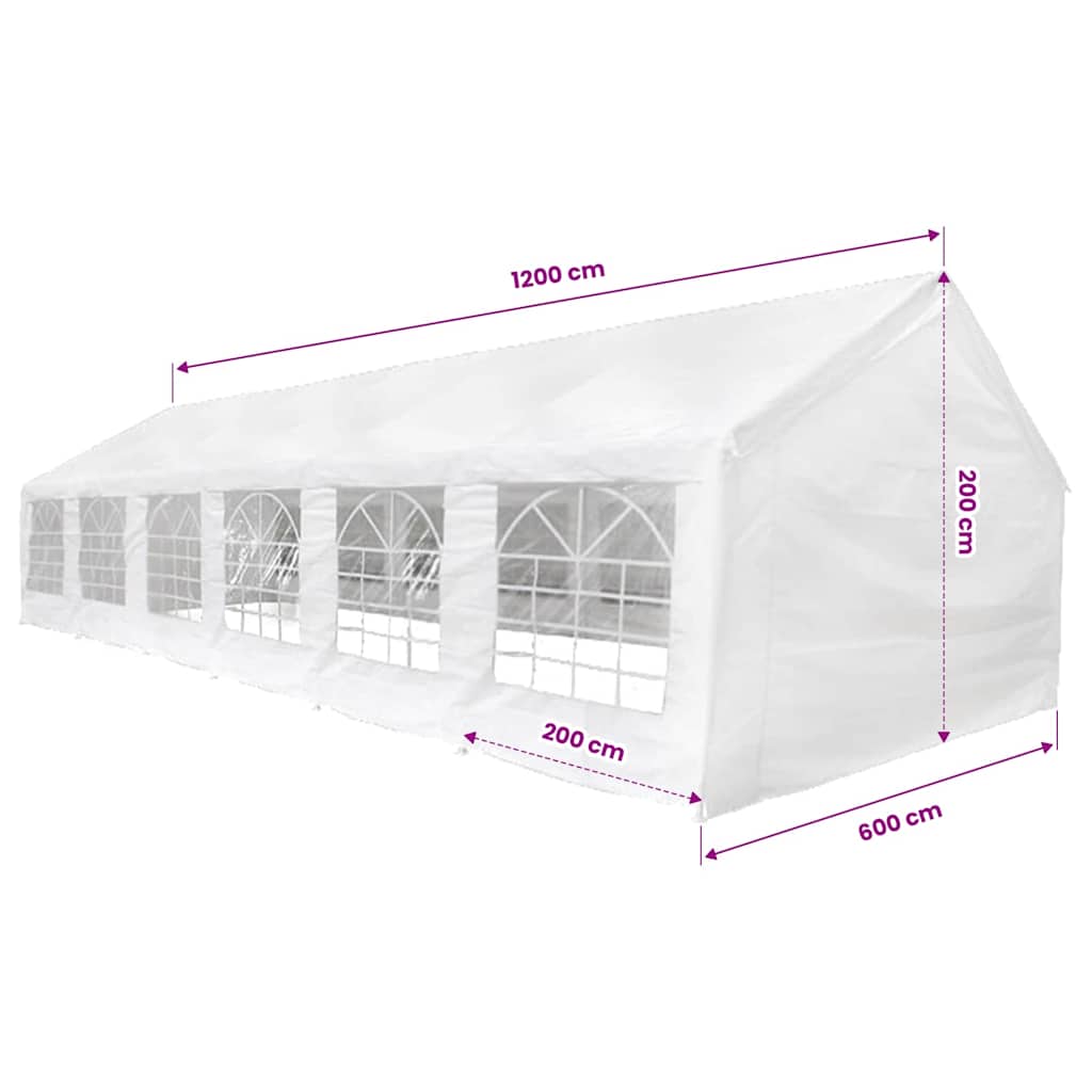 Tentdoek zonder frame Wit 12 x 6 m PE image 4