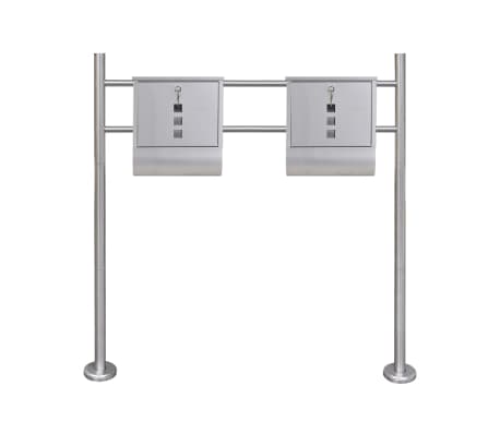 Dobbel postkasse på stativ rustfritt stål